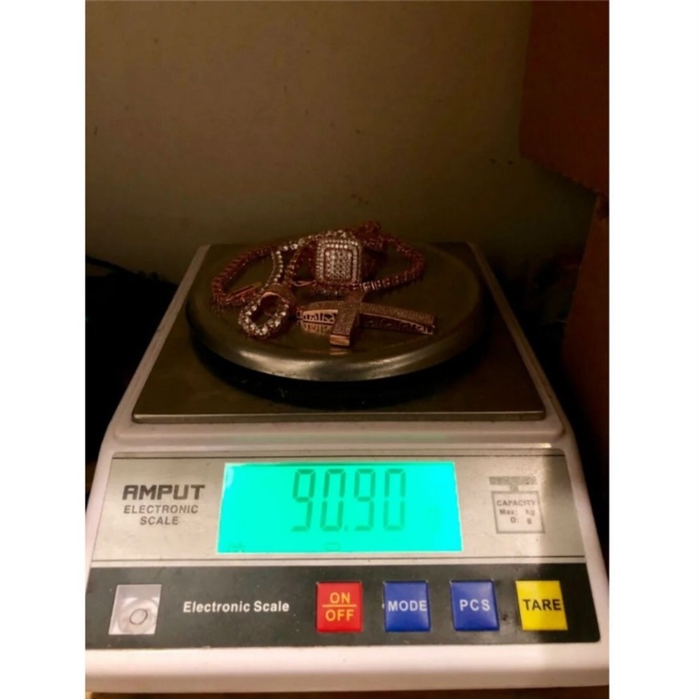 Harlembling 14k Rose Gold Tennis Chain Ring & Cros